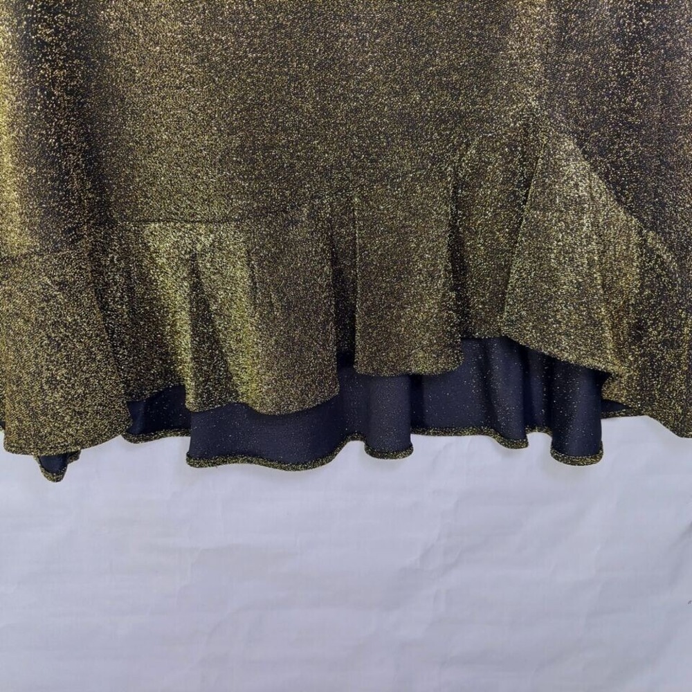 Michael‎ Kors Women Skirt L Gold Metallic Shimmer Hi Lo Stretch Trumpet Disco - Picture 4 of 13